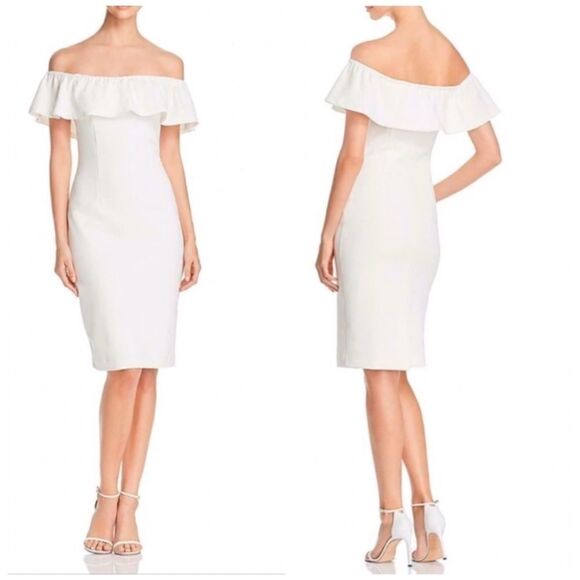 𝅺STATE Off Shoulder Ruffle Dress In Ivory - Picture 1 of 5